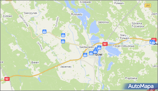 mapa Świdwowiec, Świdwowiec na mapie Targeo