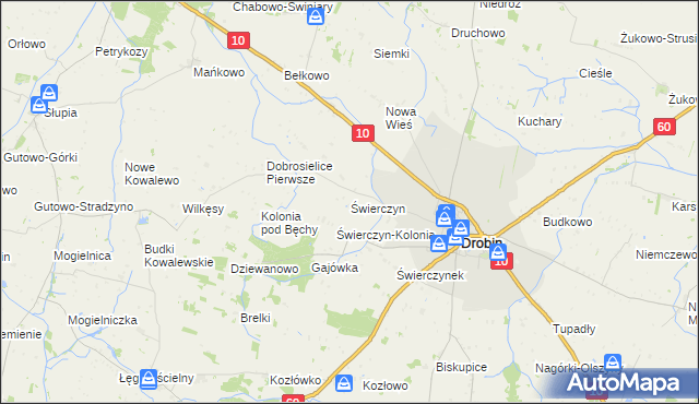 mapa Świerczyn gmina Drobin, Świerczyn gmina Drobin na mapie Targeo