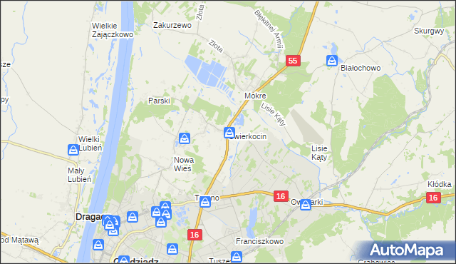 mapa Świerkocin gmina Grudziądz, Świerkocin gmina Grudziądz na mapie Targeo