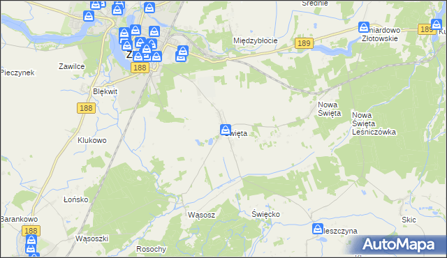 mapa Święta gmina Złotów, Święta gmina Złotów na mapie Targeo