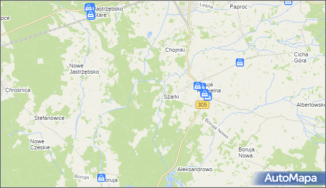 mapa Szarki gmina Nowy Tomyśl, Szarki gmina Nowy Tomyśl na mapie Targeo