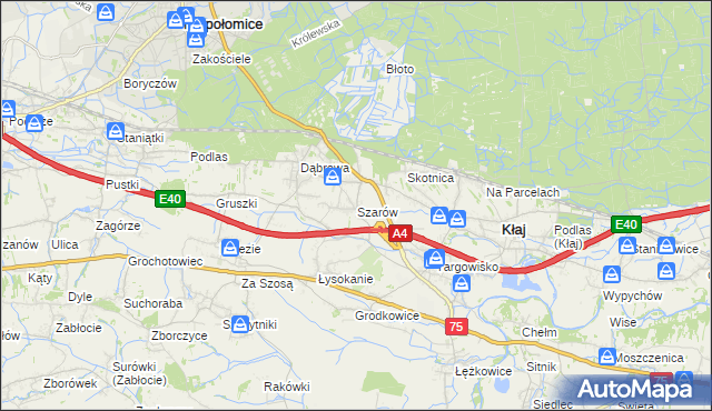 mapa Szarów gmina Kłaj, Szarów gmina Kłaj na mapie Targeo