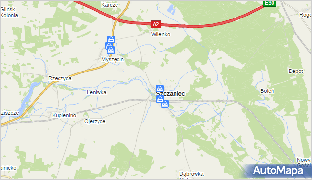 mapa Szczaniec, Szczaniec na mapie Targeo