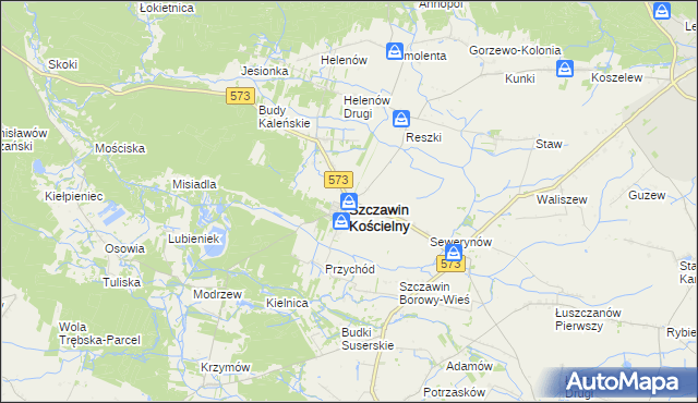 mapa Szczawin Kościelny, Szczawin Kościelny na mapie Targeo