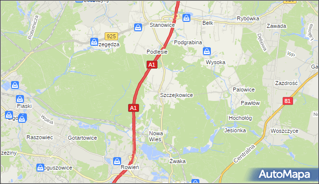 mapa Szczejkowice, Szczejkowice na mapie Targeo