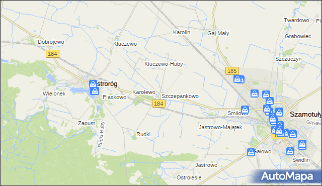 mapa Szczepankowo gmina Ostroróg, Szczepankowo gmina Ostroróg na mapie Targeo