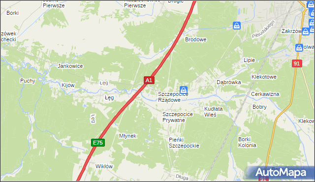 mapa Szczepocice Rządowe, Szczepocice Rządowe na mapie Targeo