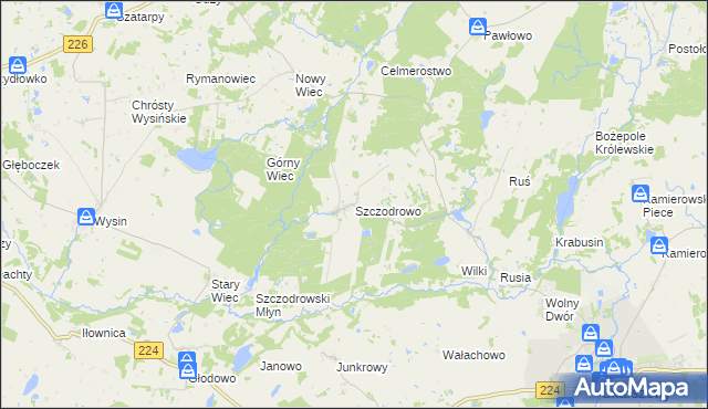 mapa Szczodrowo gmina Skarszewy, Szczodrowo gmina Skarszewy na mapie Targeo