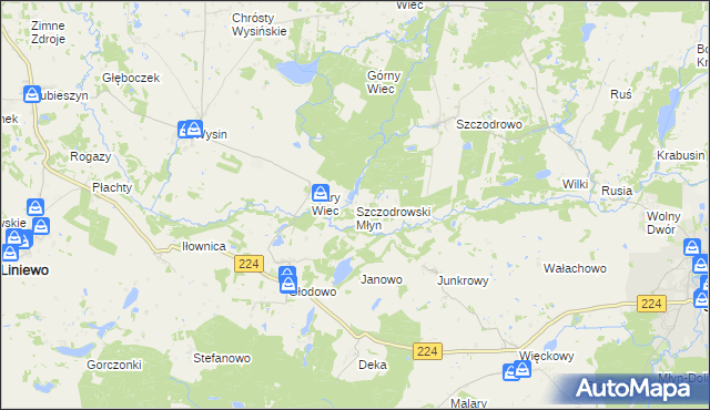 mapa Szczodrowski Młyn, Szczodrowski Młyn na mapie Targeo