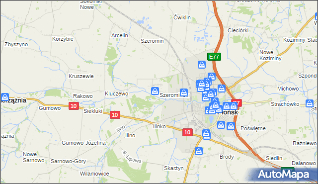 mapa Szerominek, Szerominek na mapie Targeo