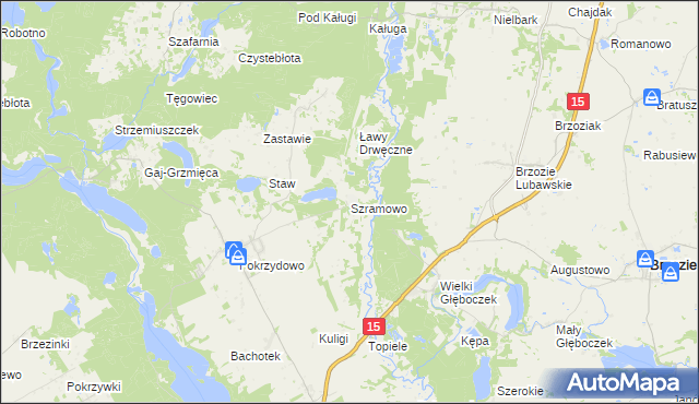 mapa Szramowo gmina Zbiczno, Szramowo gmina Zbiczno na mapie Targeo