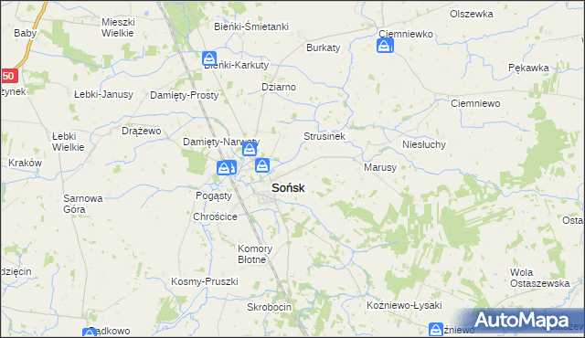 mapa Szwejki gmina Sońsk, Szwejki gmina Sońsk na mapie Targeo