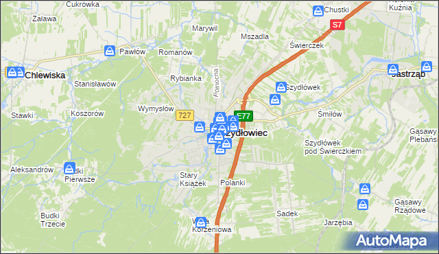mapa Szydłowiec, Szydłowiec na mapie Targeo