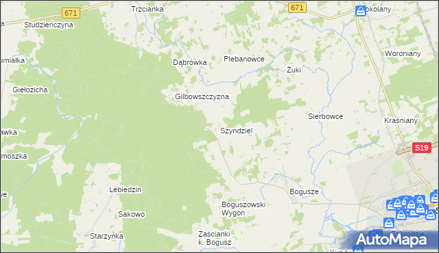 mapa Szyndziel, Szyndziel na mapie Targeo