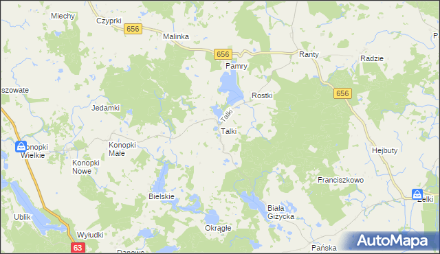 mapa Talki gmina Wydminy, Talki gmina Wydminy na mapie Targeo