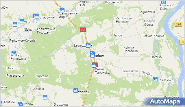 mapa Tarłów, Tarłów na mapie Targeo