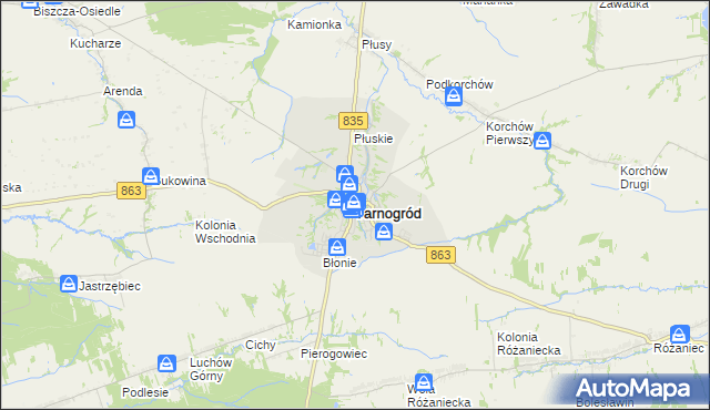 mapa Tarnogród, Tarnogród na mapie Targeo