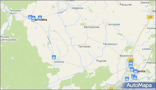 mapa Tarnowiec gmina Tarnówka, Tarnowiec gmina Tarnówka na mapie Targeo