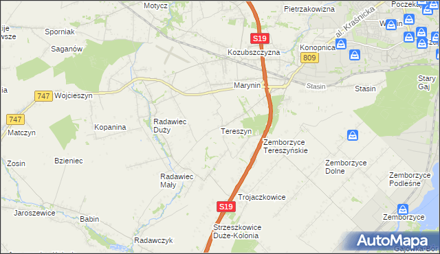 mapa Tereszyn, Tereszyn na mapie Targeo