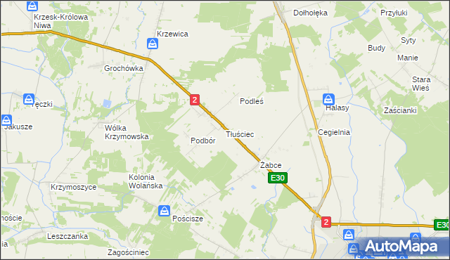 mapa Tłuściec, Tłuściec na mapie Targeo