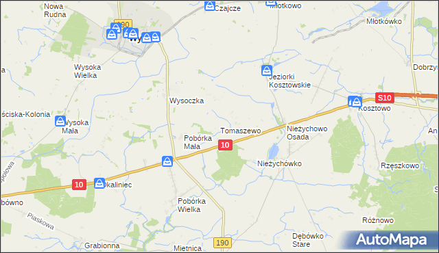 mapa Tomaszewo gmina Białośliwie, Tomaszewo gmina Białośliwie na mapie Targeo