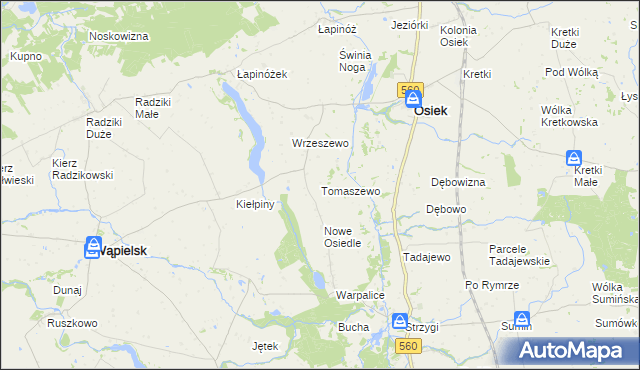 mapa Tomaszewo gmina Osiek, Tomaszewo gmina Osiek na mapie Targeo