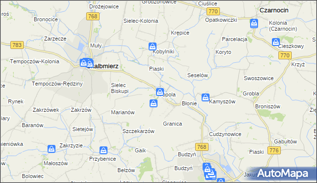 mapa Topola gmina Skalbmierz, Topola gmina Skalbmierz na mapie Targeo