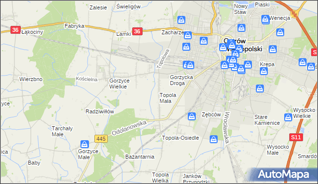 mapa Topola Mała, Topola Mała na mapie Targeo