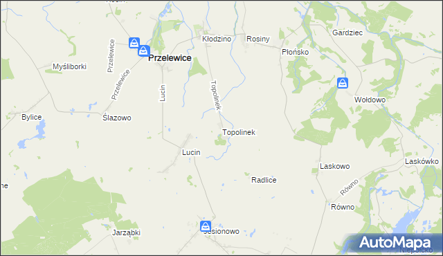 mapa Topolinek gmina Przelewice, Topolinek gmina Przelewice na mapie Targeo