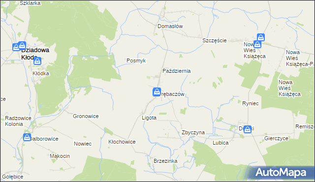 mapa Trębaczów gmina Perzów, Trębaczów gmina Perzów na mapie Targeo