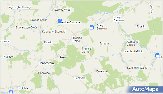 mapa Trębice Górne, Trębice Górne na mapie Targeo