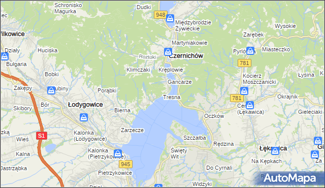 mapa Tresna, Tresna na mapie Targeo