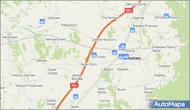 mapa Truszki gmina Śniadowo, Truszki gmina Śniadowo na mapie Targeo