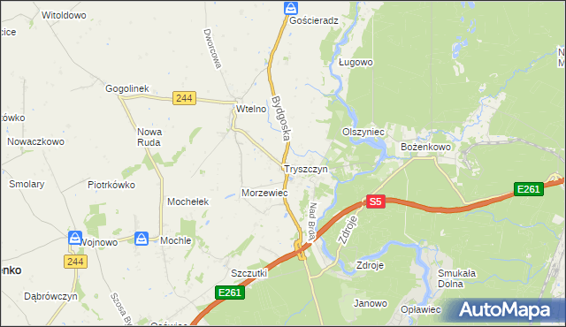 mapa Tryszczyn, Tryszczyn na mapie Targeo