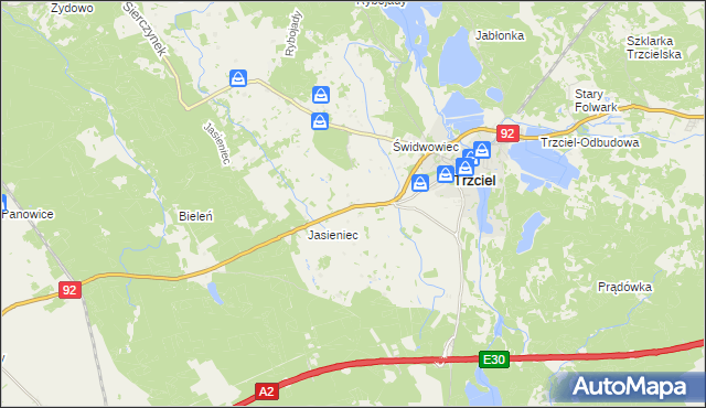 mapa Trzciel powiat międzyrzecki, Trzciel powiat międzyrzecki na mapie Targeo
