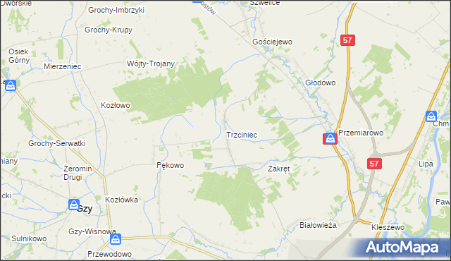mapa Trzciniec gmina Pułtusk, Trzciniec gmina Pułtusk na mapie Targeo