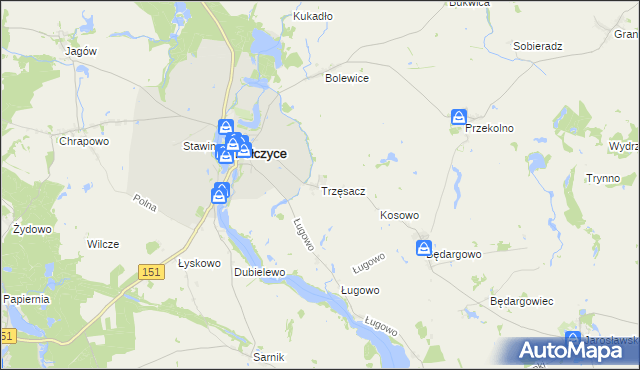 mapa Trzęsacz gmina Pełczyce, Trzęsacz gmina Pełczyce na mapie Targeo