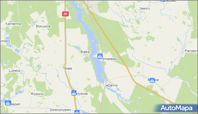 mapa Trzmielewo gmina Rzeczenica, Trzmielewo gmina Rzeczenica na mapie Targeo