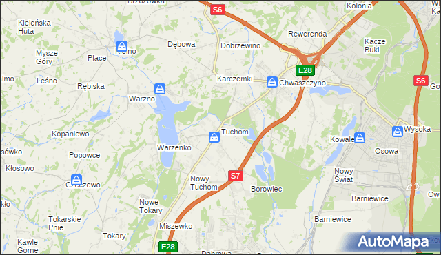 mapa Tuchom, Tuchom na mapie Targeo