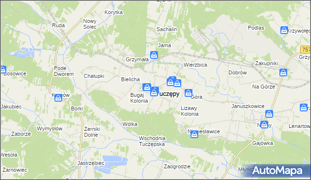 mapa Tuczępy powiat buski, Tuczępy powiat buski na mapie Targeo