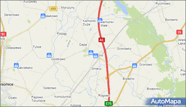mapa Turzno gmina Łysomice, Turzno gmina Łysomice na mapie Targeo