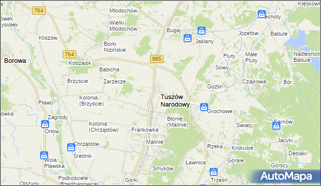mapa Tuszów Narodowy, Tuszów Narodowy na mapie Targeo