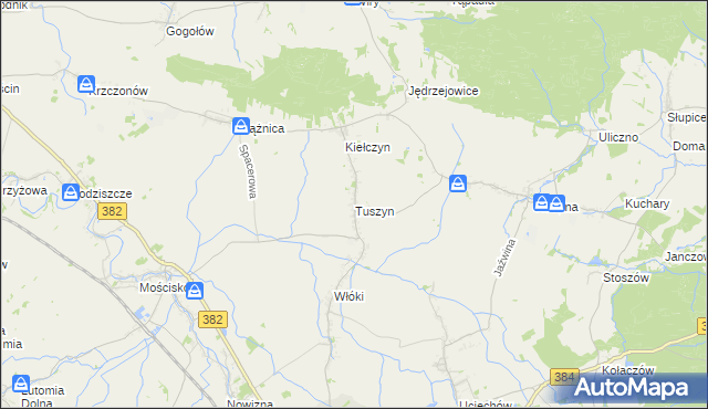mapa Tuszyn gmina Dzierżoniów, Tuszyn gmina Dzierżoniów na mapie Targeo