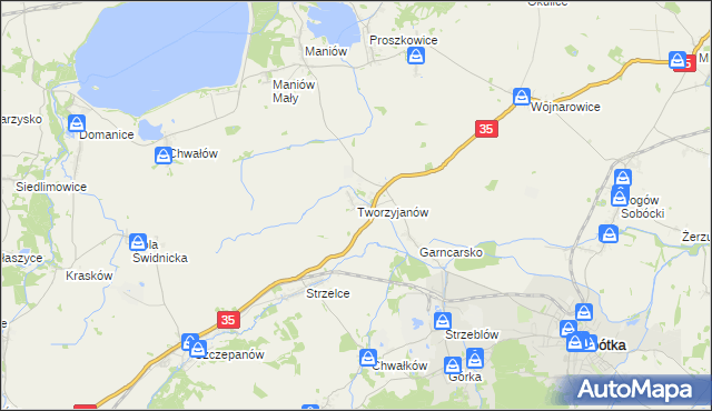 mapa Tworzyjanów, Tworzyjanów na mapie Targeo