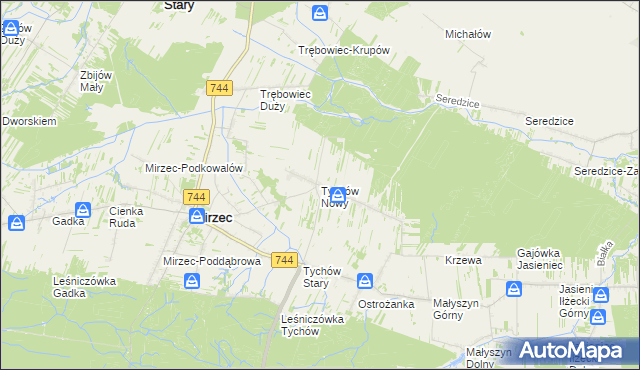 mapa Tychów Nowy, Tychów Nowy na mapie Targeo