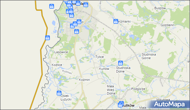 mapa Tylice gmina Zgorzelec, Tylice gmina Zgorzelec na mapie Targeo