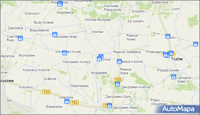 mapa Tynica, Tynica na mapie Targeo