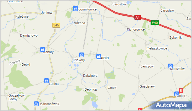 mapa Udanin, Udanin na mapie Targeo