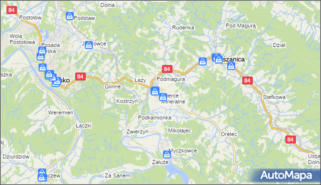 mapa Uherce Mineralne, Uherce Mineralne na mapie Targeo