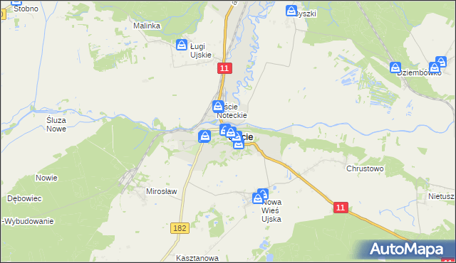 mapa Ujście powiat pilski, Ujście powiat pilski na mapie Targeo